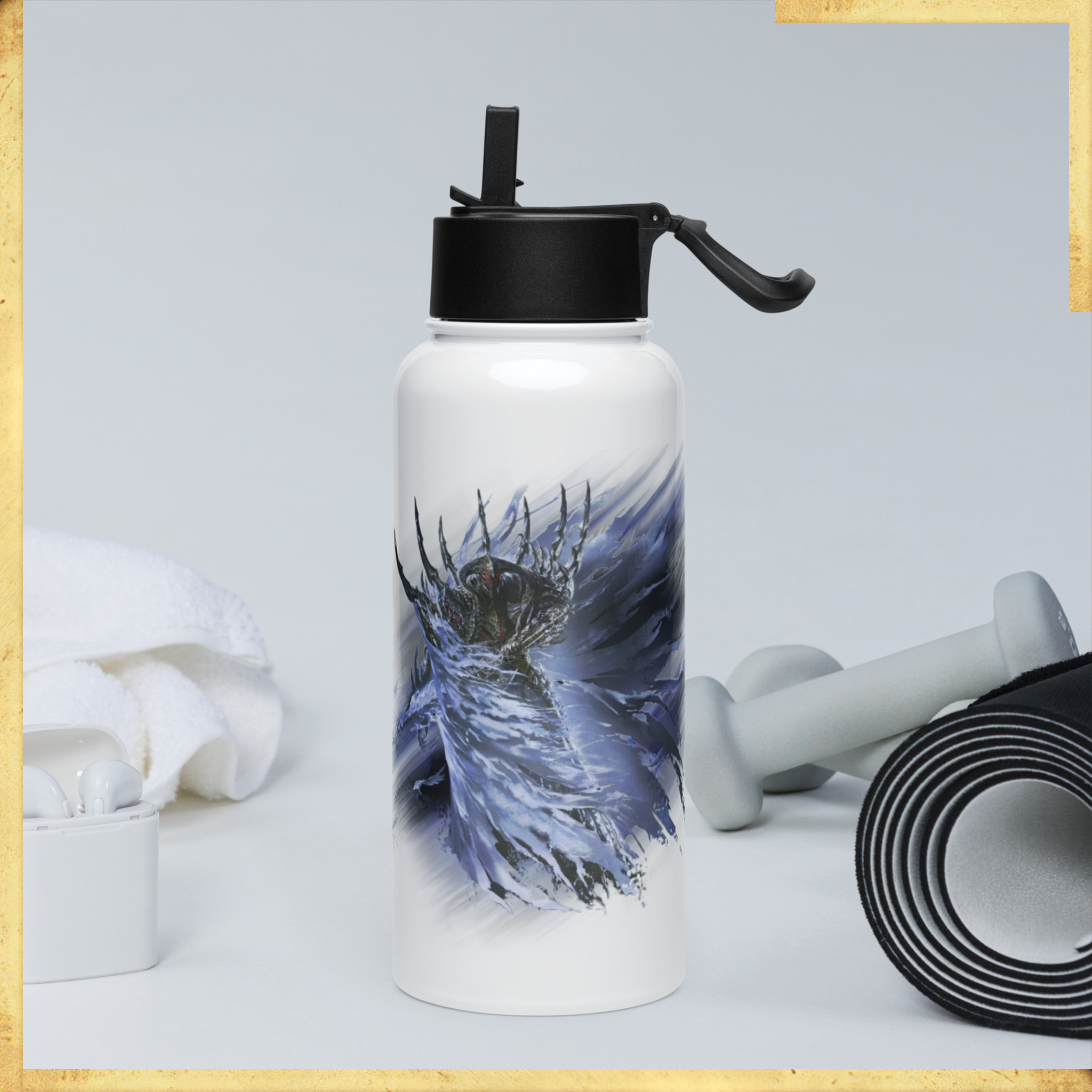 Kazar Stainless steel water bottle with a straw lid